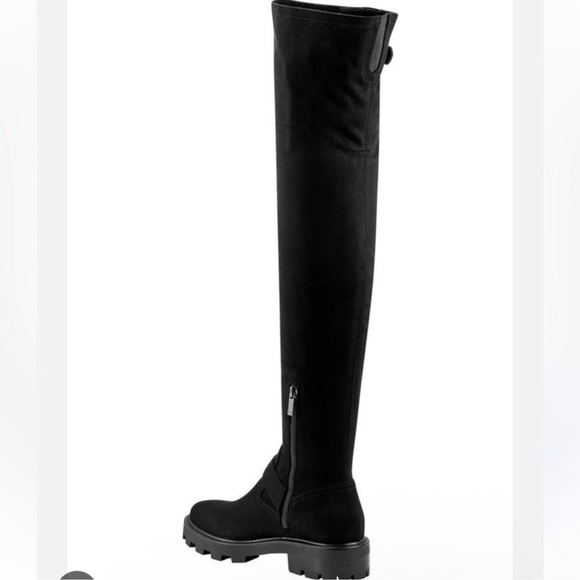 🌸MARC FISHER🌸 Ganven Lug Sole Biker Thigh-High Boots in Black Size: 7.5 - Picture 2 of 12